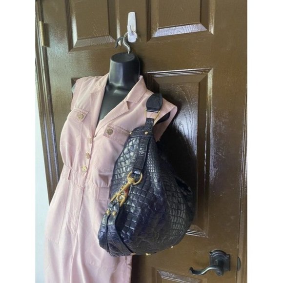 Rebecca Minkoff Croc Embossed Black Leather Shoulder Bag - Picture 8 of 8